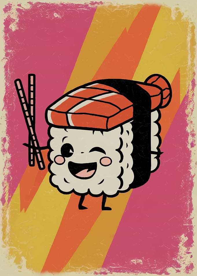 Smiling Sushi with Chopsticks