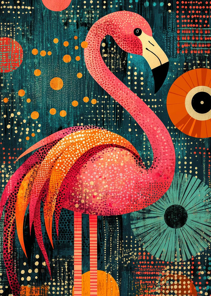 Pink Flamingo Art Print | Vibrant Pink Flamingo Art Prints | Modern Tropical Decor