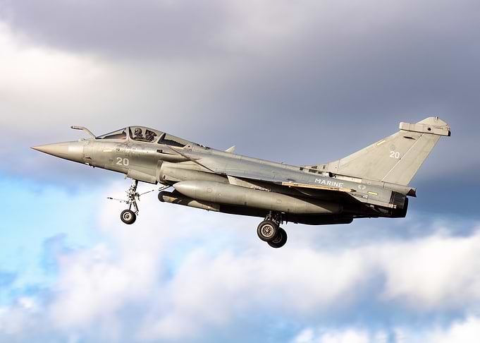 Rafale M landing against a beautiful sky