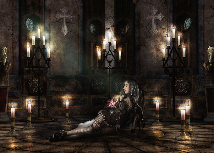 Gothic Woman with Candles