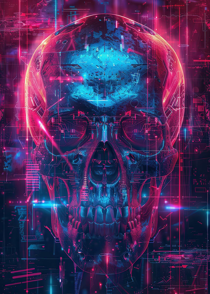 Cyber Human Skull Cyberpunk