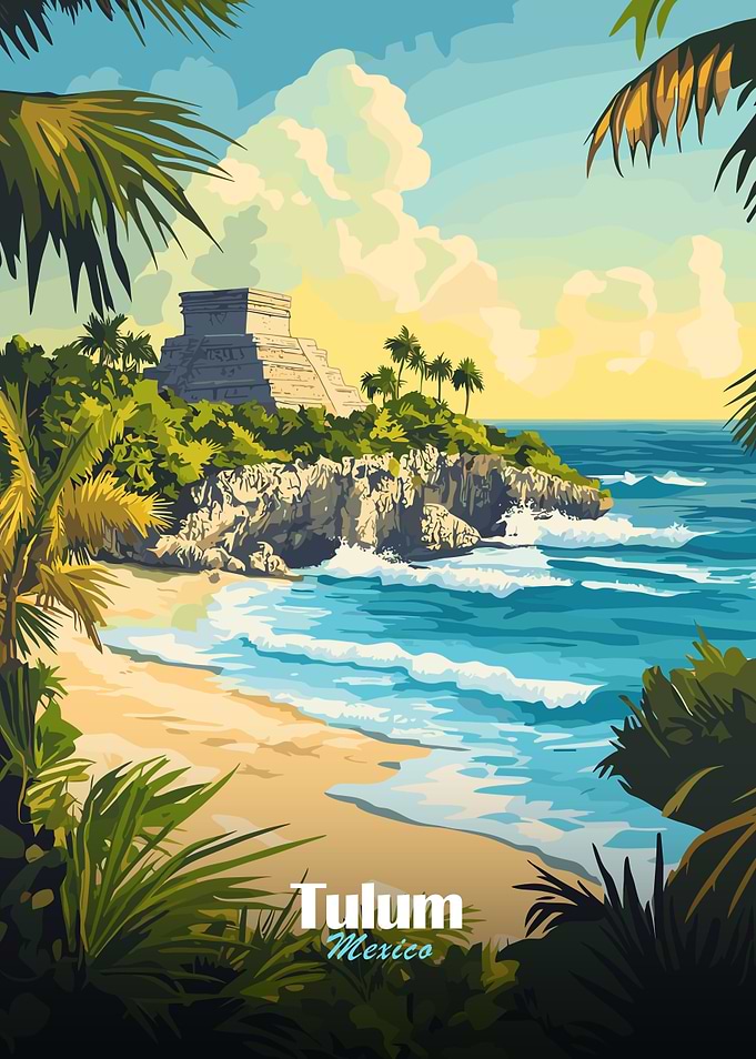 Tulum Mexico Travel Poster