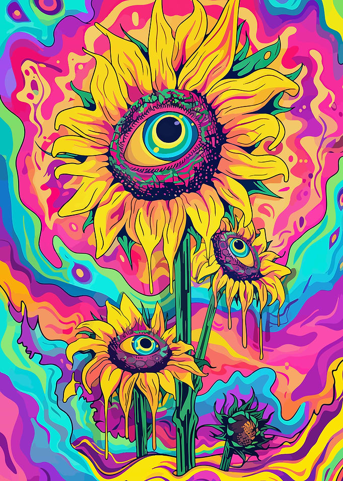 Psychedelic Sunflowers Weirdcore
