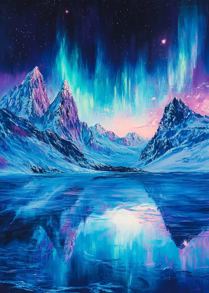 Aurora Borealis Mountain Landscape