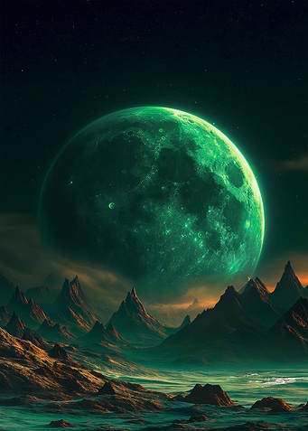 Green Moon Landscape