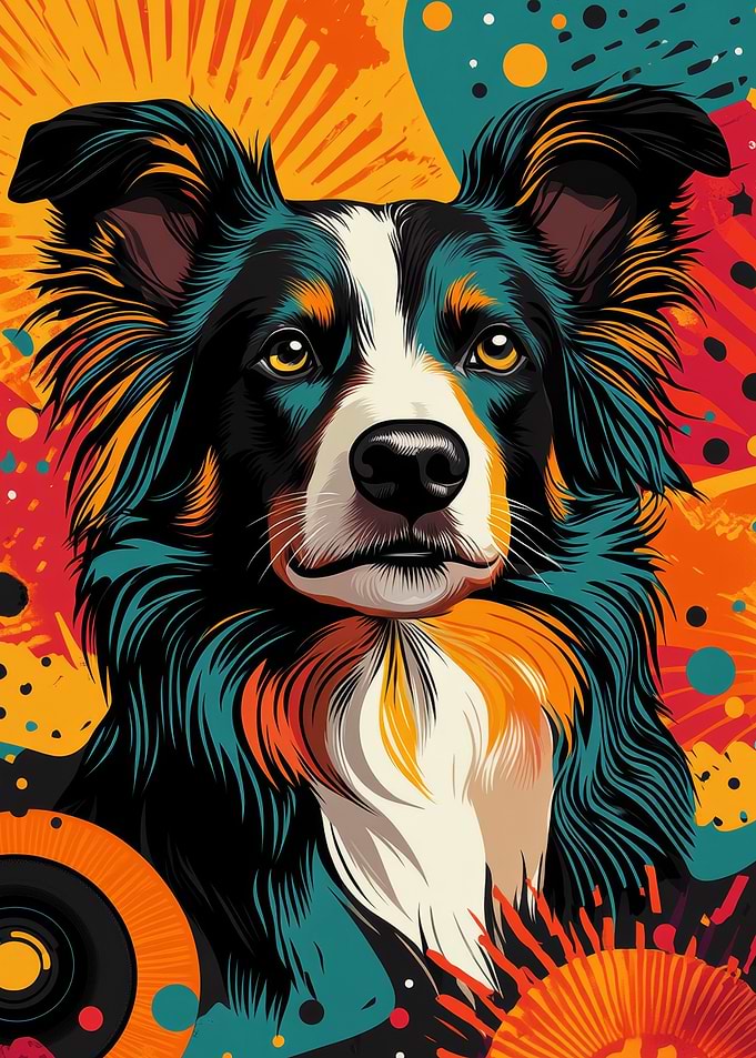 Border Collie Pop Art | Energetic Border Collie in Pop Art Form