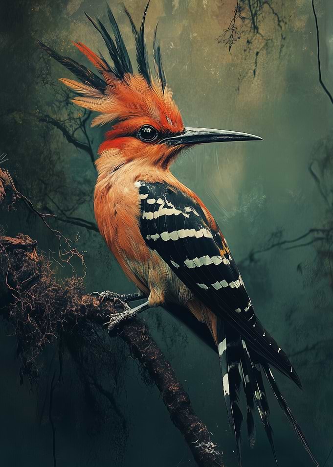 Hoopoe Bird on Branch