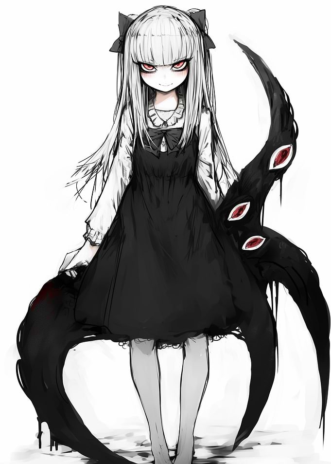 Dark Anime Girl with Tentacles