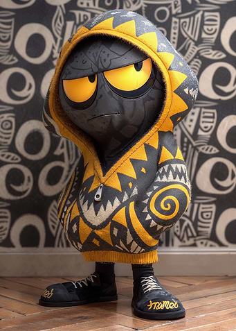Cartoon Character in Hoodie