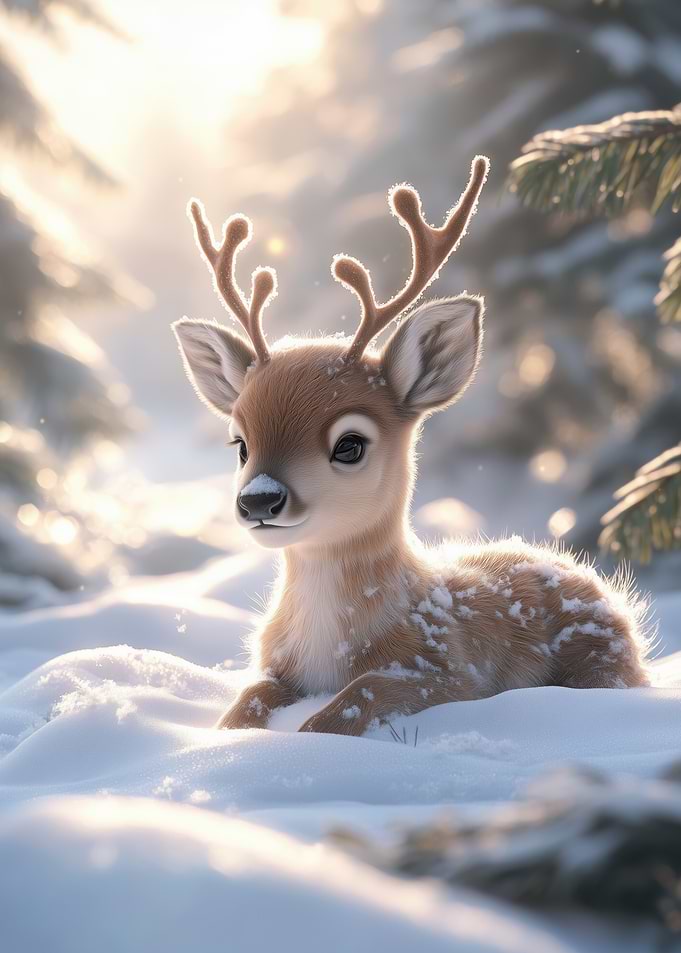 Deer Fawn in Winter Wonderland