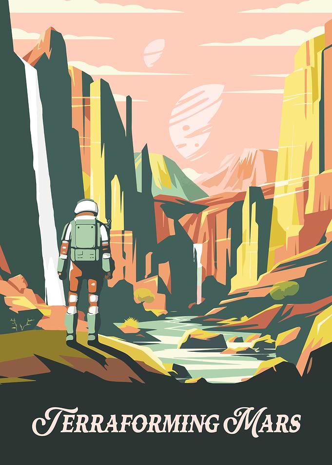 Terraforming Mars Board Game Inspired Illustration Poster