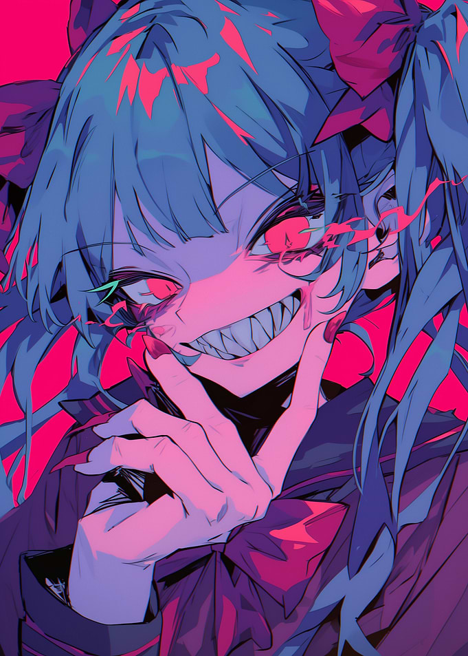 Anime Girl with Sharp Teeth