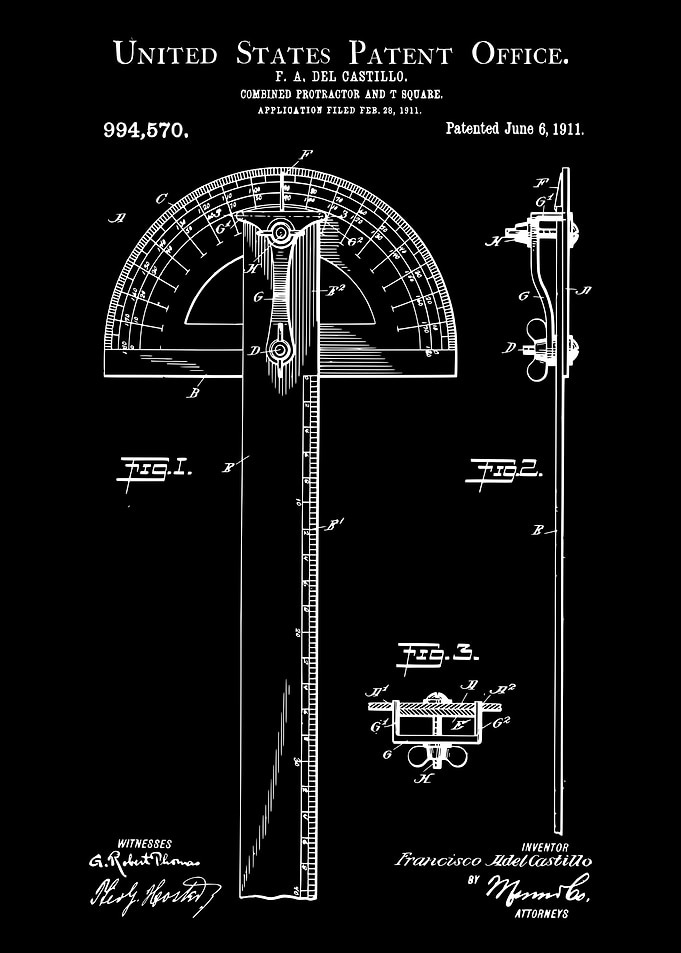 Combined Protractor and T Square Patent