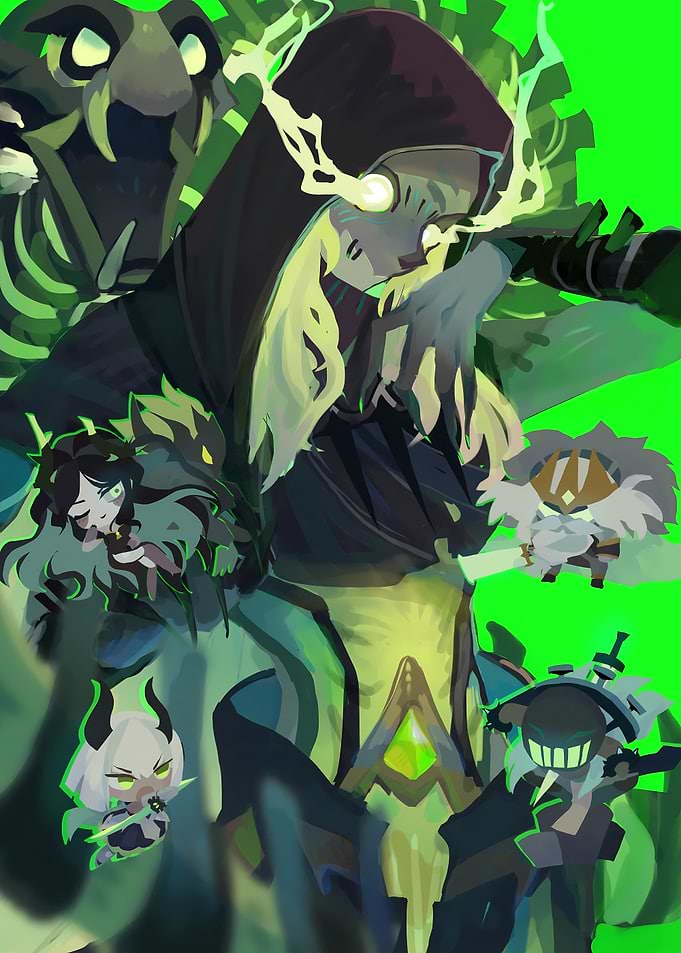 Green-Eyed Character with Hood