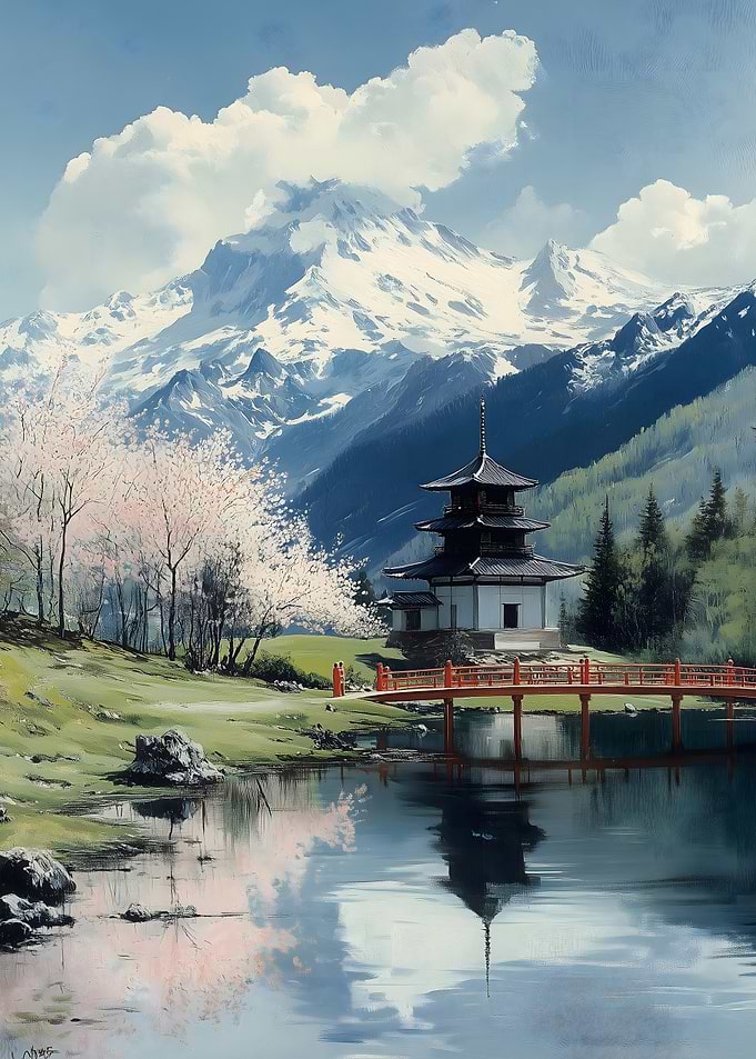Japanese Pagoda Landscape