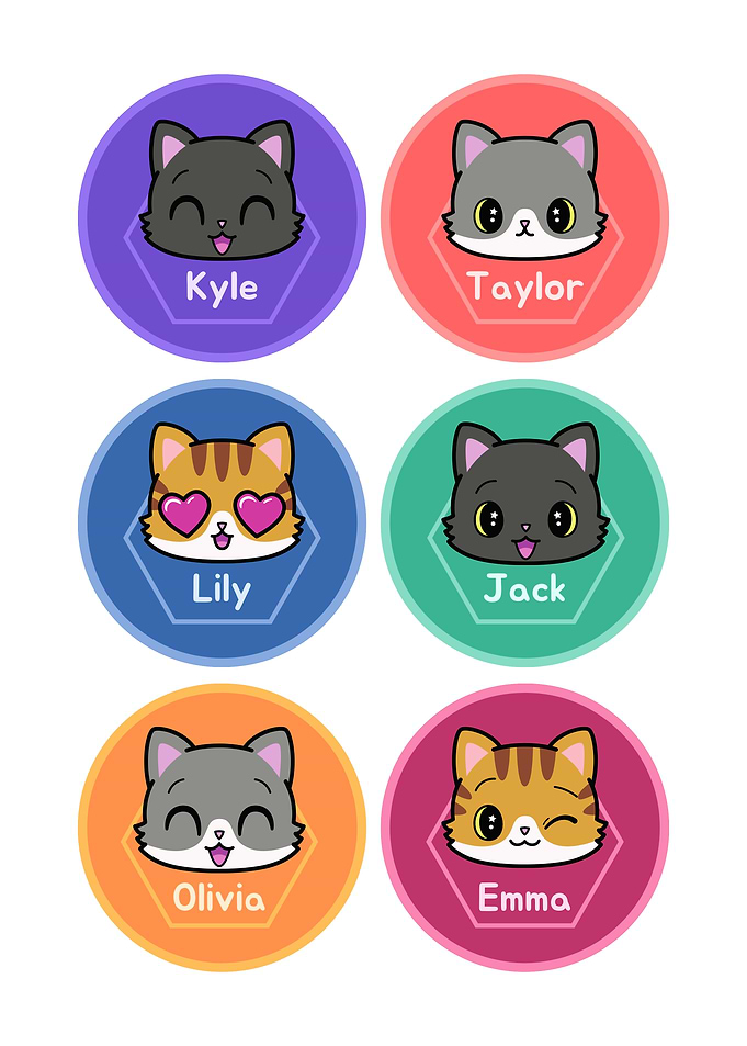 Cute Cat Name Tags