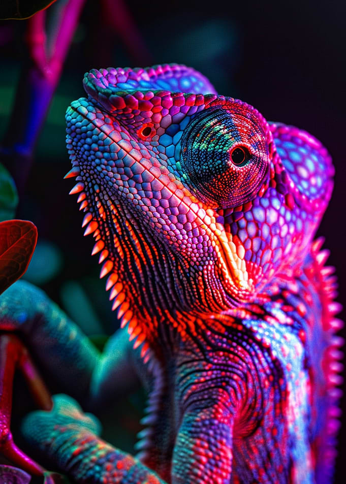 Chameleon in Neon Lights