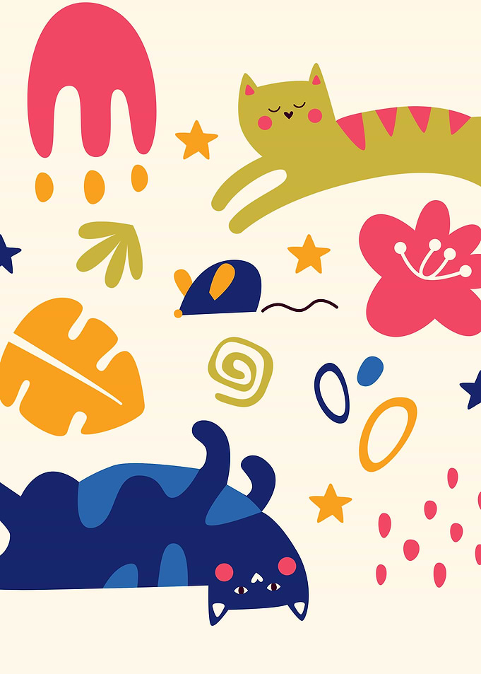 Playful Cats and Stars