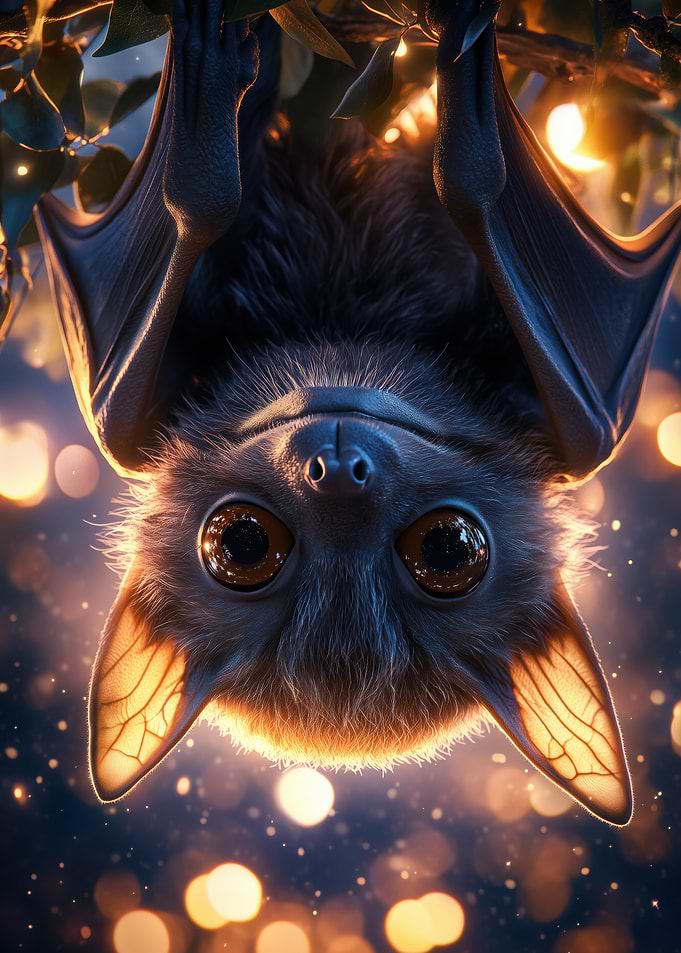 Cute Bat Hanging Upside Down