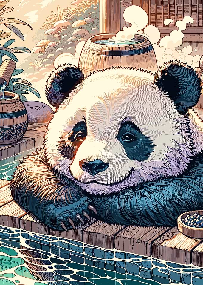 Relaxing Panda at Hot Springs