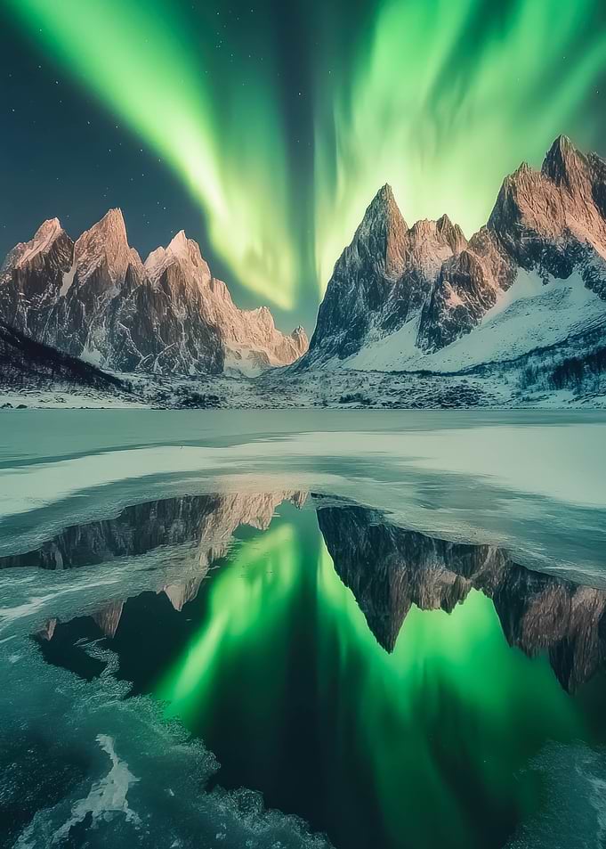 Green Aurora Borealis Reflection