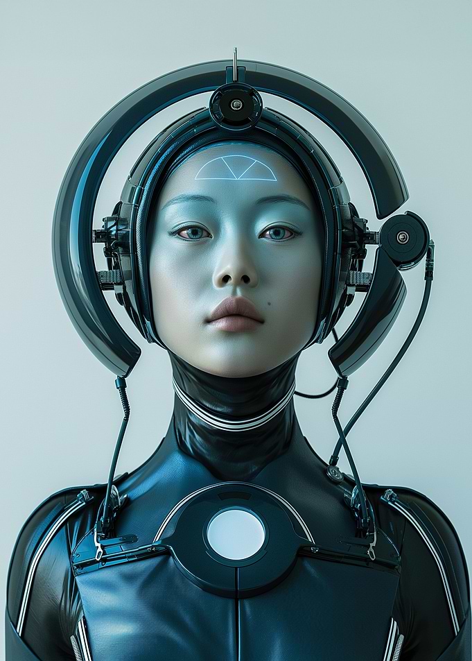 Cyberpunk Woman with Headgear