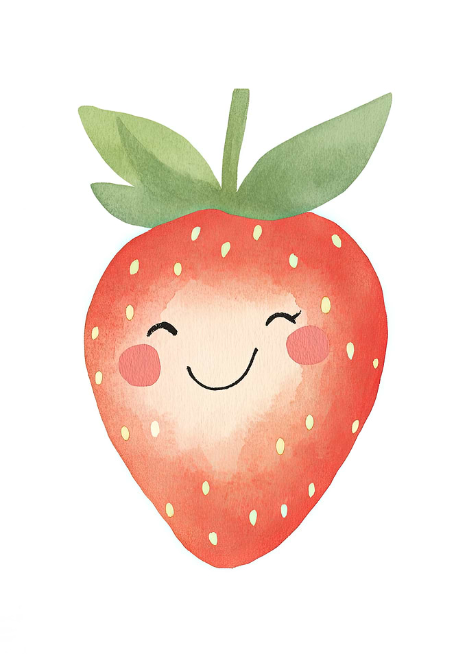 Smiling Strawberry Watercolor