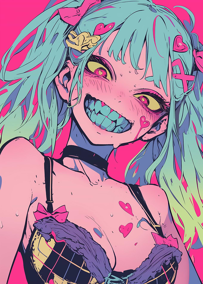 Anime Girl with Sharp Teeth