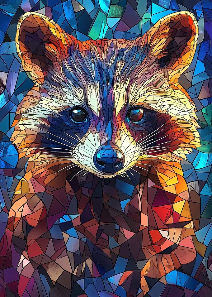 Stained Glass Raccoon