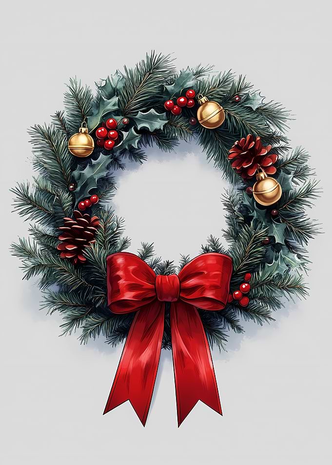 Christmas Wreath with Red Bow