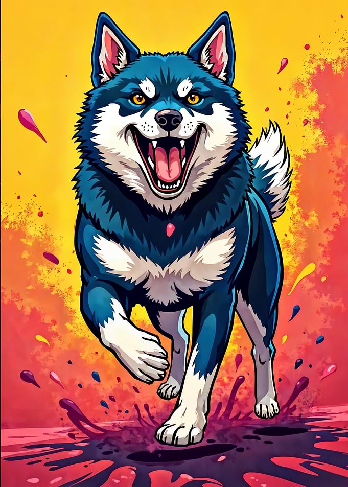 Blue Husky Running