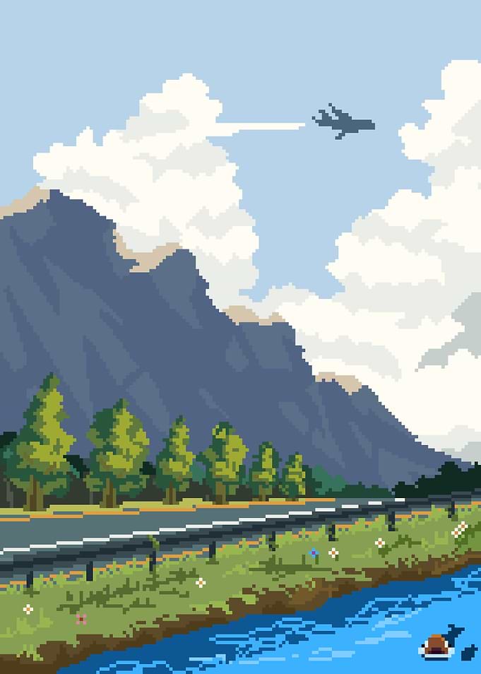 Pixel Art Mountain Landscape Switzerland