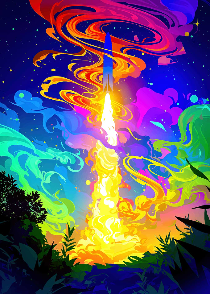 Rocket Launch in Space