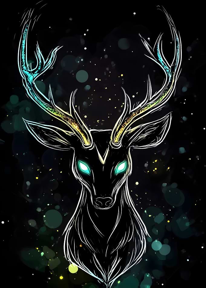 Mystical Deer with Glowing Antlers