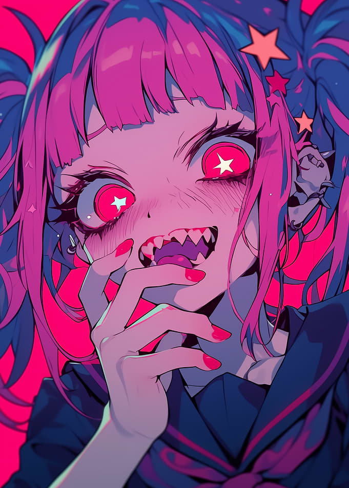 Anime Girl with Sharp Teeth