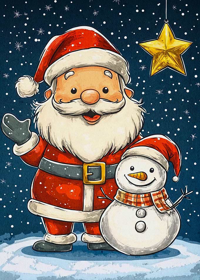 Santa Snowman Christmas