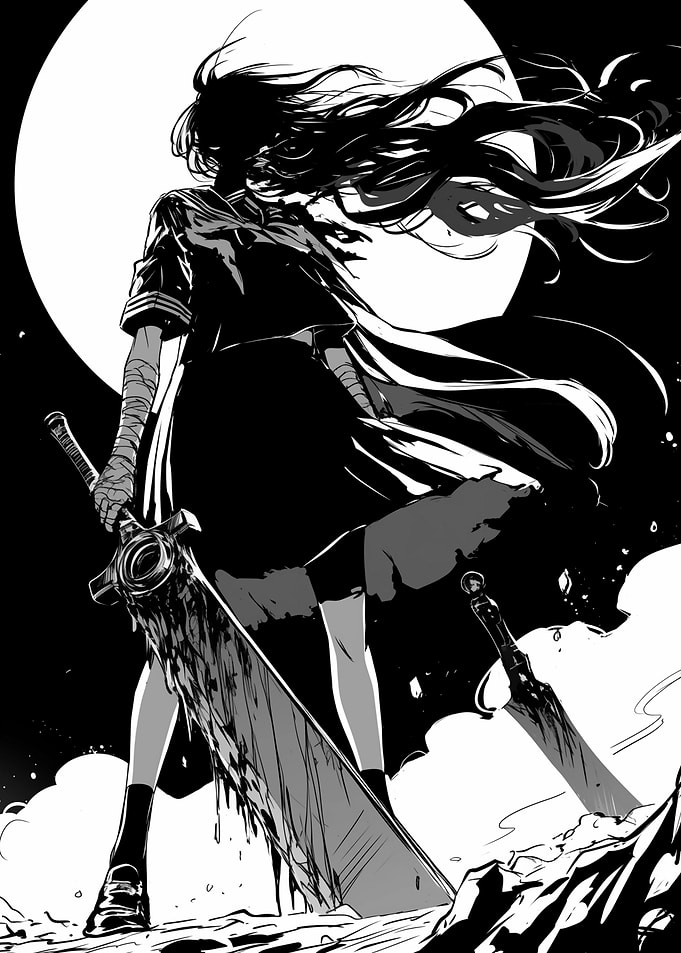Dark Anime Girl with Sword