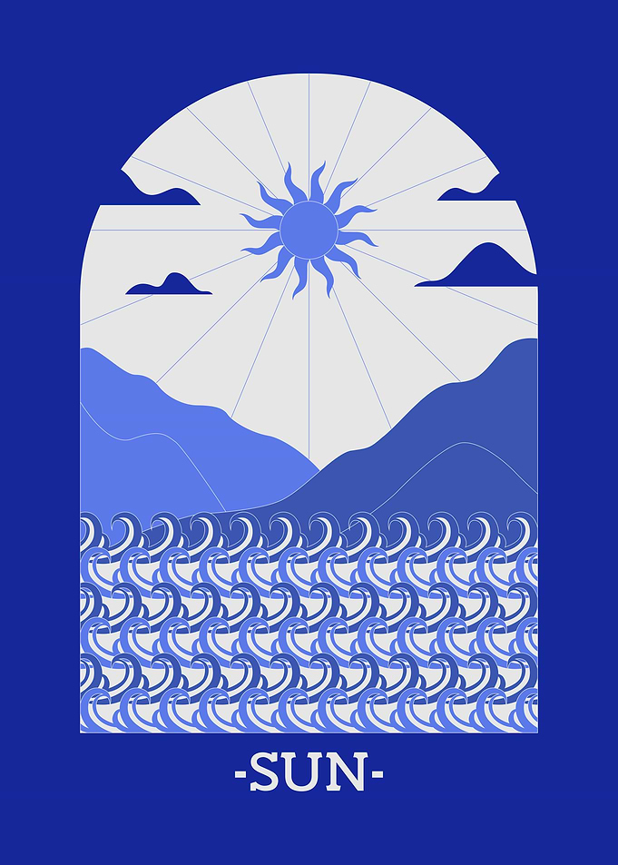 Sun & Waves Minimalist Art