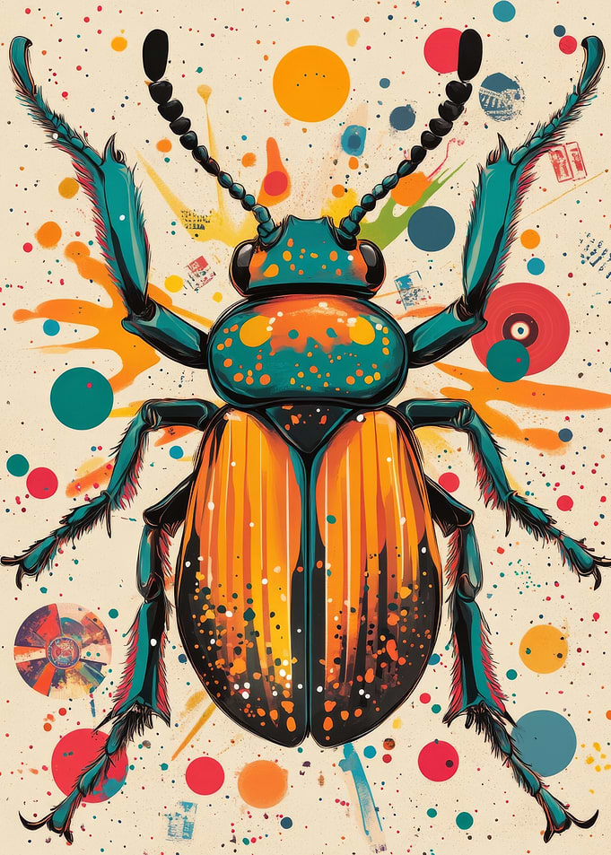 Beetle Beauty in Modern Pop Art |Colorful Beetle Illustration
