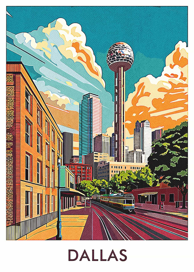 Dallas Skyline Art Print