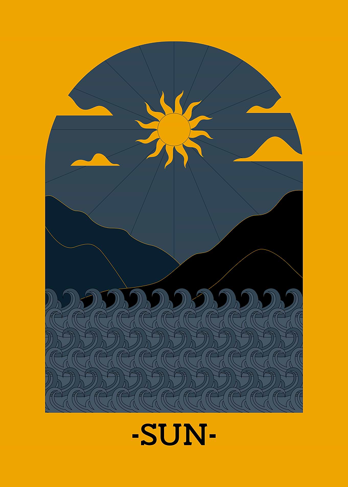 Sun & Waves Minimalist Art
