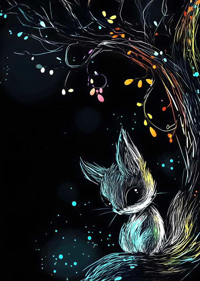 Glowing Fox in the Night