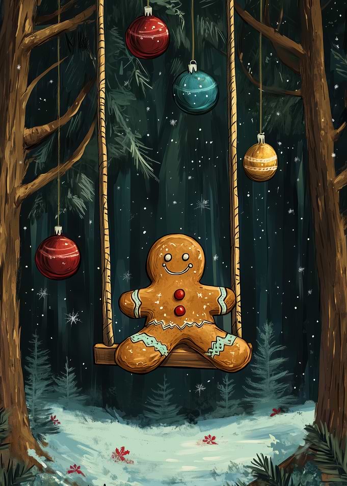 Gingerbread Man on Swing