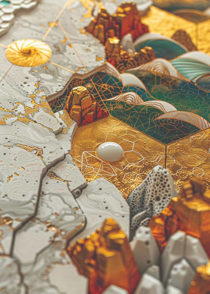 Abstract Gold & White Art