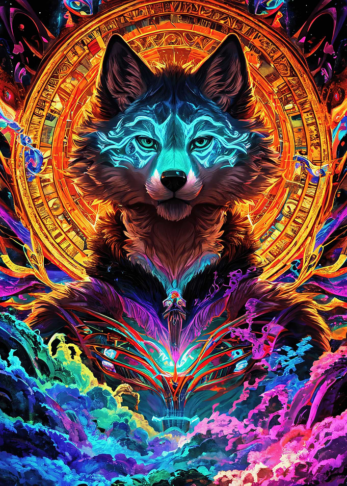 Wolf in Cosmic Mandala