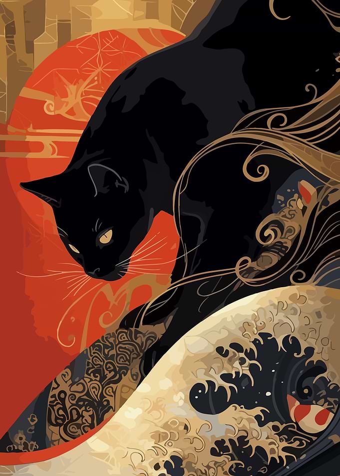 Black Cat Japanese Art