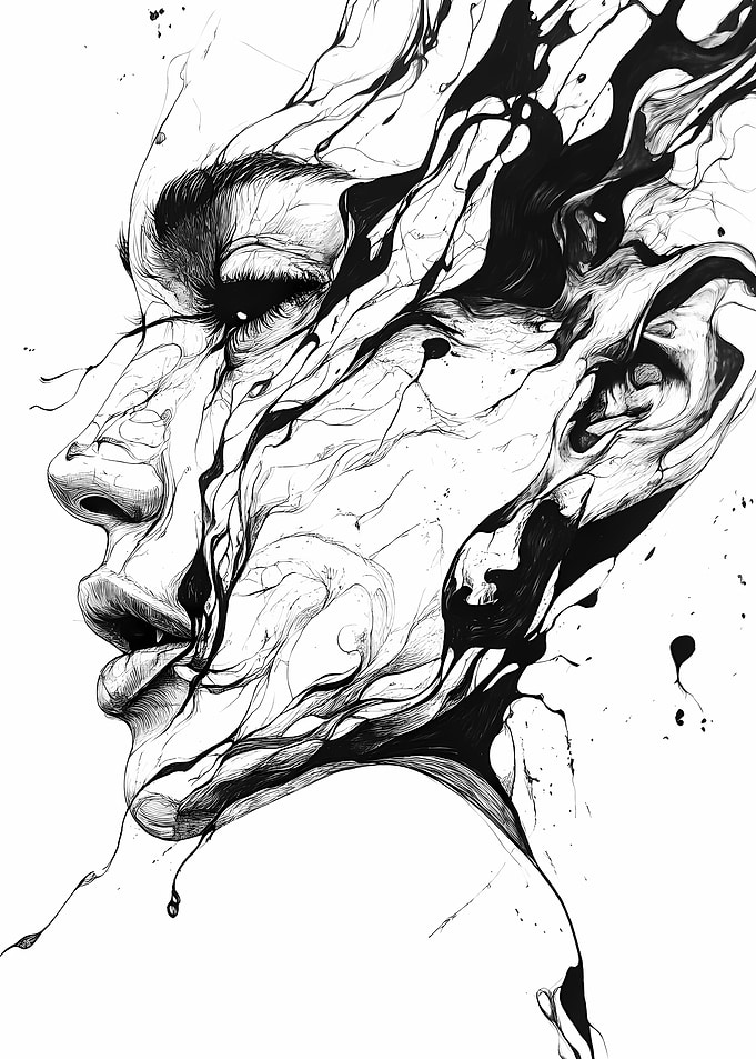 Abstract Ink Portrait