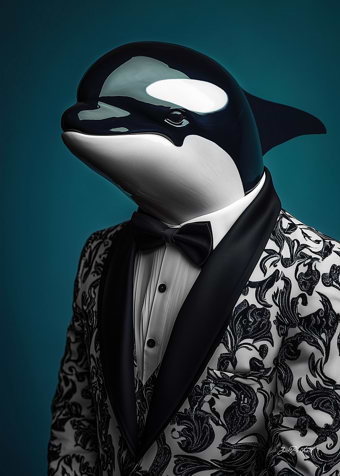 Portrait of the Orca in suit