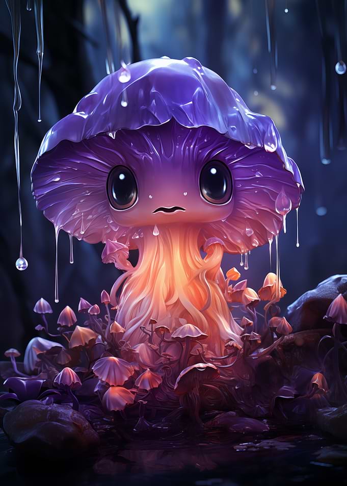 Cute Mushroom in the Rain