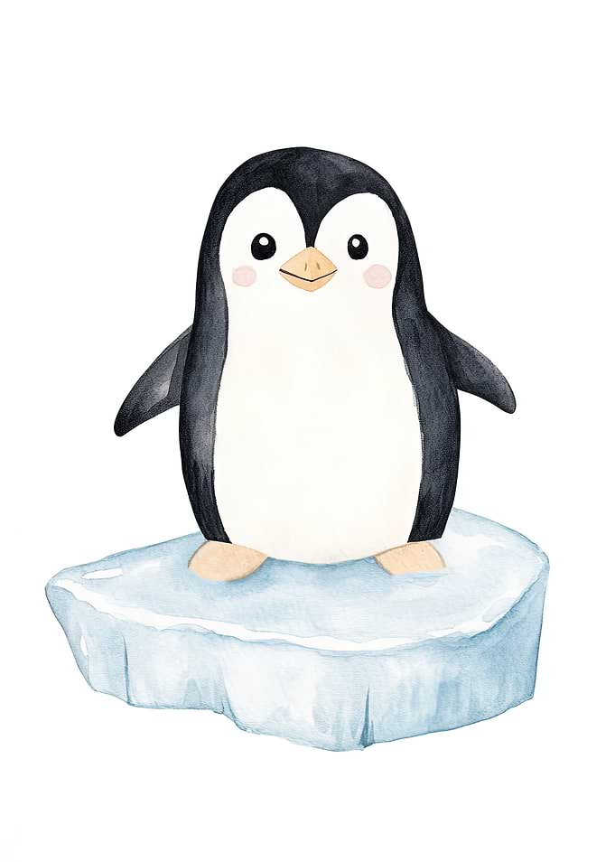 Cute Penguin on Iceberg